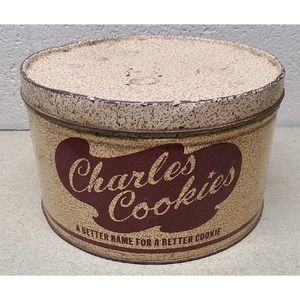 Vintage Charles Cookies Tin 8.25" Diameter Home Decoration